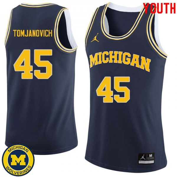 Youth Michigan Wolverines #45 Rudy Tomjanovich Navy Basketball Basketball Jersey